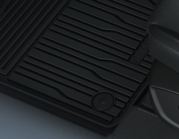 ALL-ELECTRIC EXPLORER & ALL-ELECTRIC FORD CAPRI RUBBER FLOOR MATS FRONT, BLACK, TRAY STYLE WITH RAISED EDGES