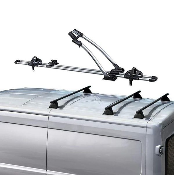TRANSIT VAN ROOF BASE CARRIER & THULE ROOF BIKE CARRIER FREERIDE 532